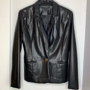 Marc New York black faux leather blazer jacket